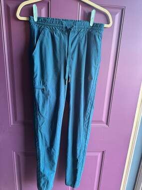 Cherokee Form CK095 Women's Mid Rise Jogger Scrub Pants Caribbean Blue XS
